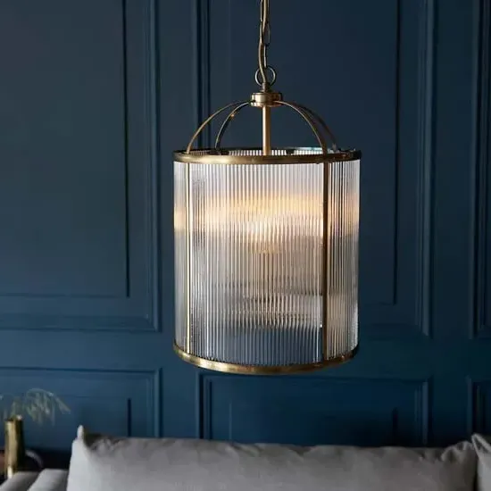 Laredo 4 Lights Ceiling Pendant Light - Antique Brass, Glass