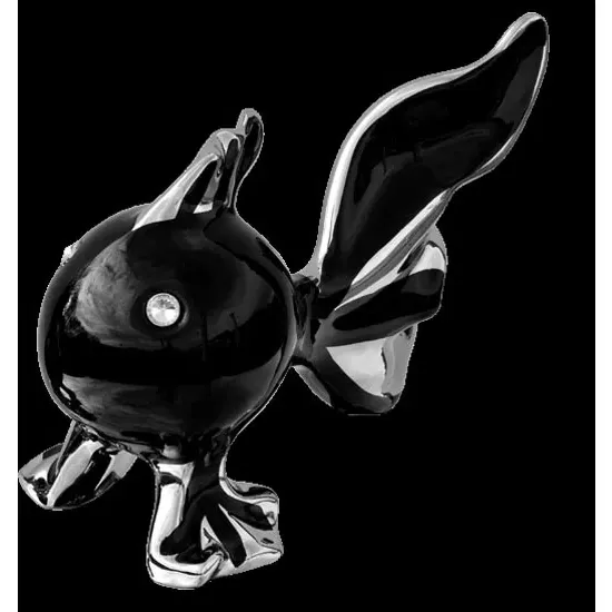 Large Puffa Fish Sculpture - Black, Ceramic product