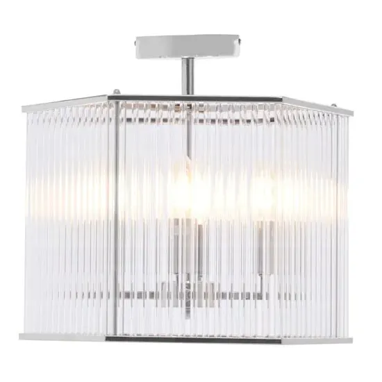 Larisa Hexagonal 4-Bulb Pendant Light - Chrome, Glass product
