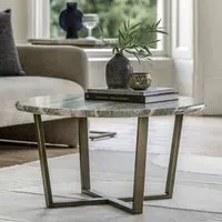 Larnaca Round Coffee Table - Green, Faux Marble