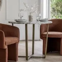 Larnaca Round Dining Table - Green, Faux Marble