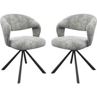 Laroz Swivel Dining Chair (Pair) - Grey Fabric, Black Metal alternate view