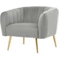 Larrisa Armchair with Gold Legs - Grey, Velvet