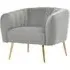 Larrisa Armchair with Gold Legs - Grey, Velvet