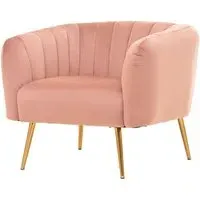 Larrisa Armchair with Gold Legs - Pink, Velvet