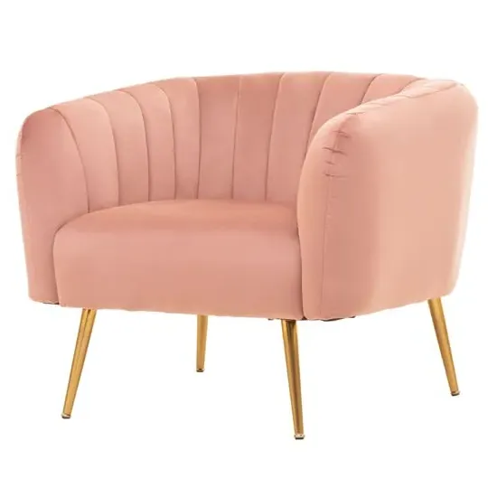 Larrisa Armchair with Gold Legs - Pink, Velvet