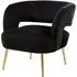 Larrisa Lounge Chair with Gold Legs - Black, Velvet