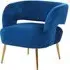 Larrisa Lounge Chair with Gold Legs - Blue, Velvet
