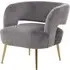 Larrisa Lounge Chair with Gold Legs - Grey, Velvet