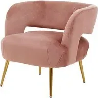 Larrisa Lounge Chair with Gold Legs - Pink, Velvet