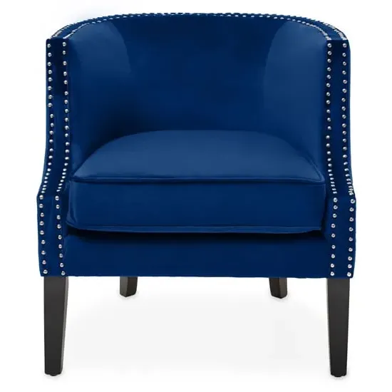 Larrisa Studded Chair with Armrests - Blue, Velvet image