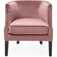 Larrisa Studded Chair with Armrests - Pink, Velvet