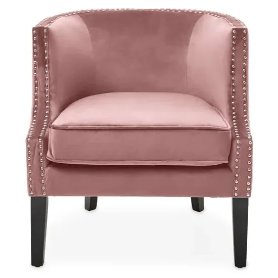 Larrisa Studded Chair with Armrests - Pink, Velvet