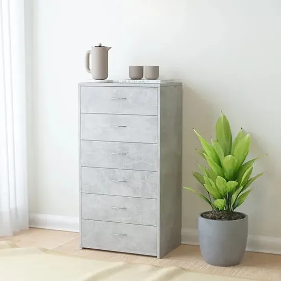 Larson 6 Drawer Chest - Concrete Effect, Chipboard image