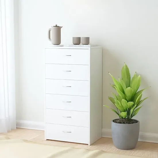 Larson 6 Drawer Chest - White, Chipboard