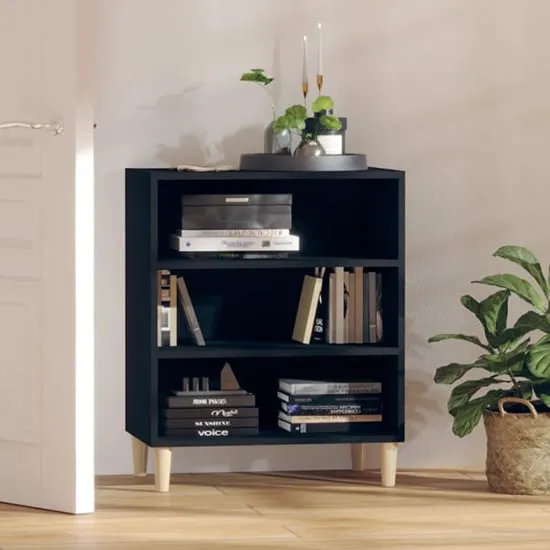 Larya 3-Shelf Bookcase - Black, Eucalyptus Wood image