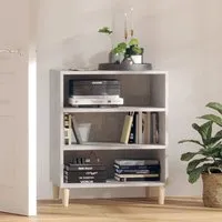 Larya 3-Shelf Bookcase - Concrete Effect, Eucalyptus Wood