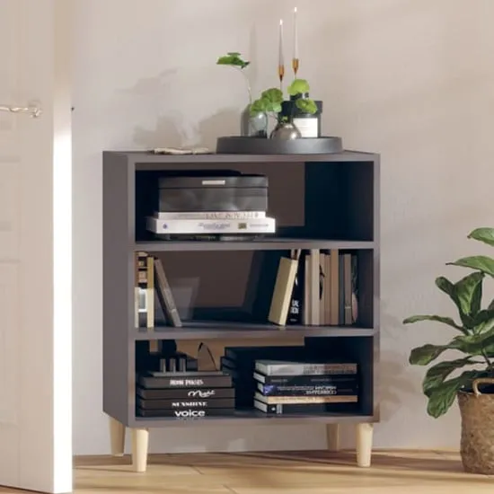 Larya 3-Shelf Bookcase - Grey, High Gloss image