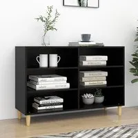Larya 6-Shelf Bookcase - Black, Eucalyptus Wood