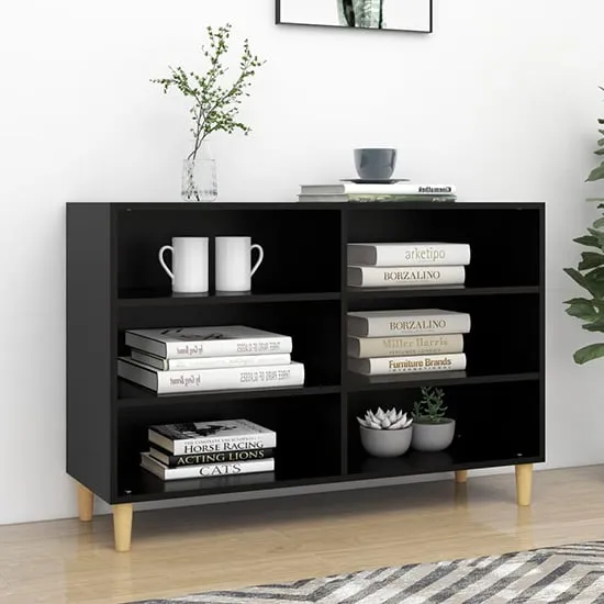 Larya 6-Shelf Bookcase - Black, Eucalyptus Wood