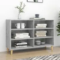 Larya 6-Shelf Bookcase - Concrete Effect, Eucalyptus Wood