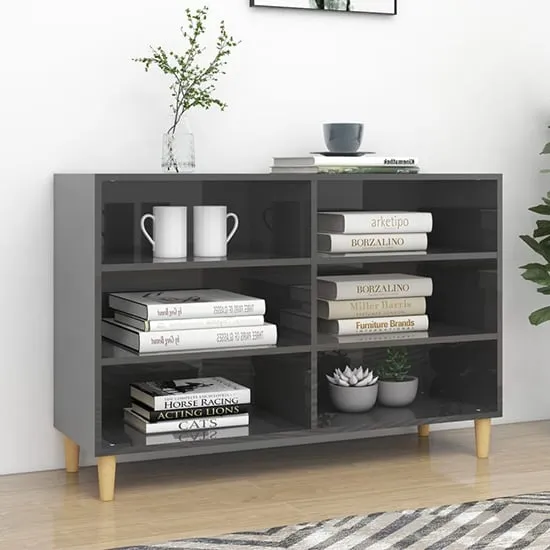 Larya 6-Shelf Bookcase - Grey, High Gloss