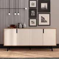 Latina 4-Door Sideboard - Sapphire Oak, White, Melamine Chipboard alternate view
