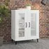 Latrell Sideboard with Glass Doors - White, Engineered Wood