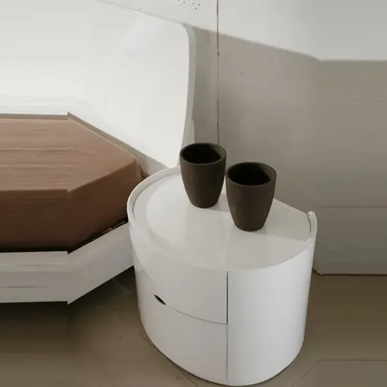 Laura Bedside Cabinet with 2 Drawers - White, High Gloss