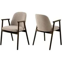 Laurel Dining Chairs with Wooden Frame - Beige, Fabric