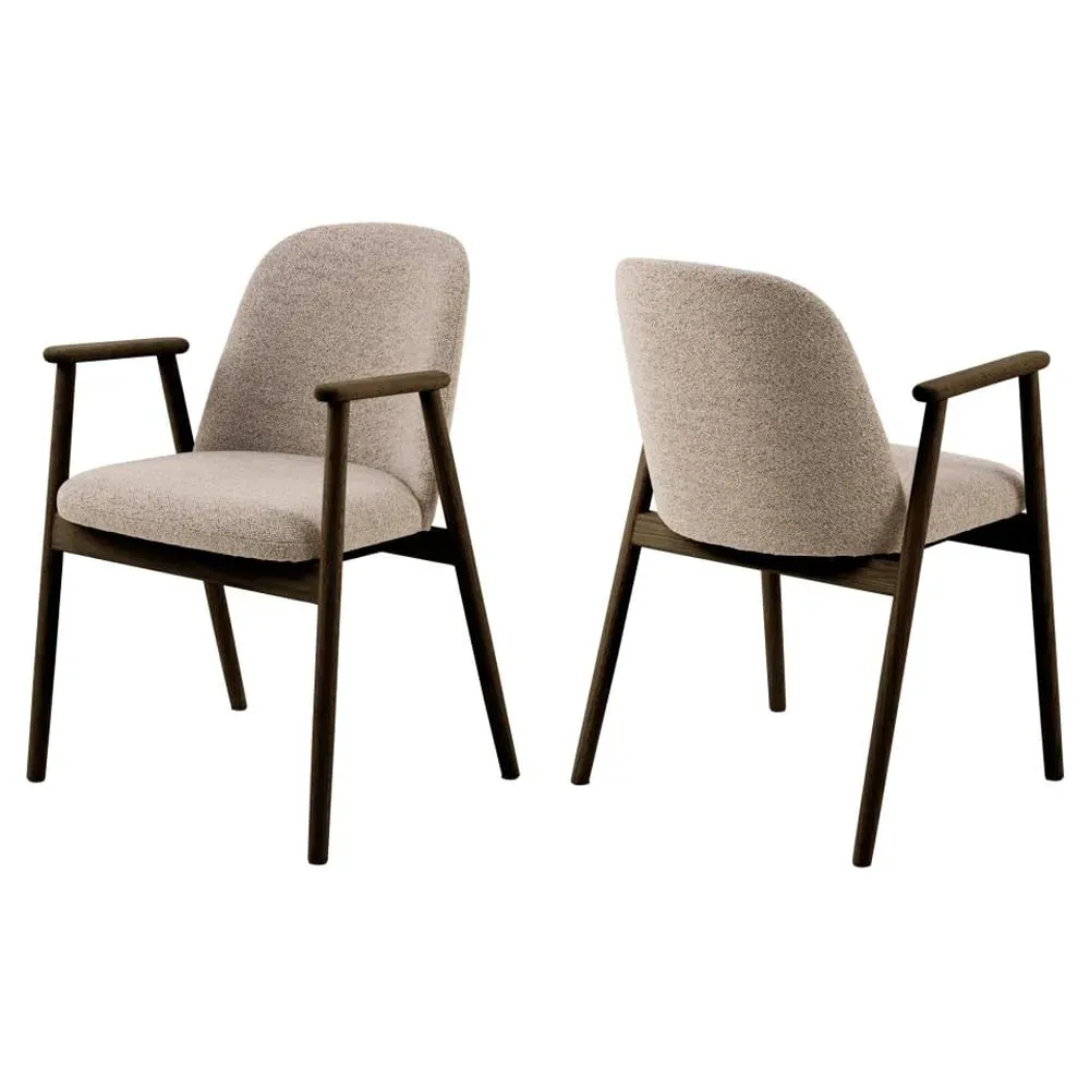 Laurel Dining Chairs with Wooden Frame - Beige, Fabric image