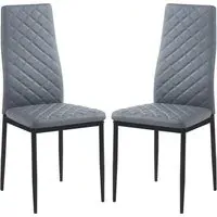 Laurel High-Back Dining Chairs - Grey, Faux Leather