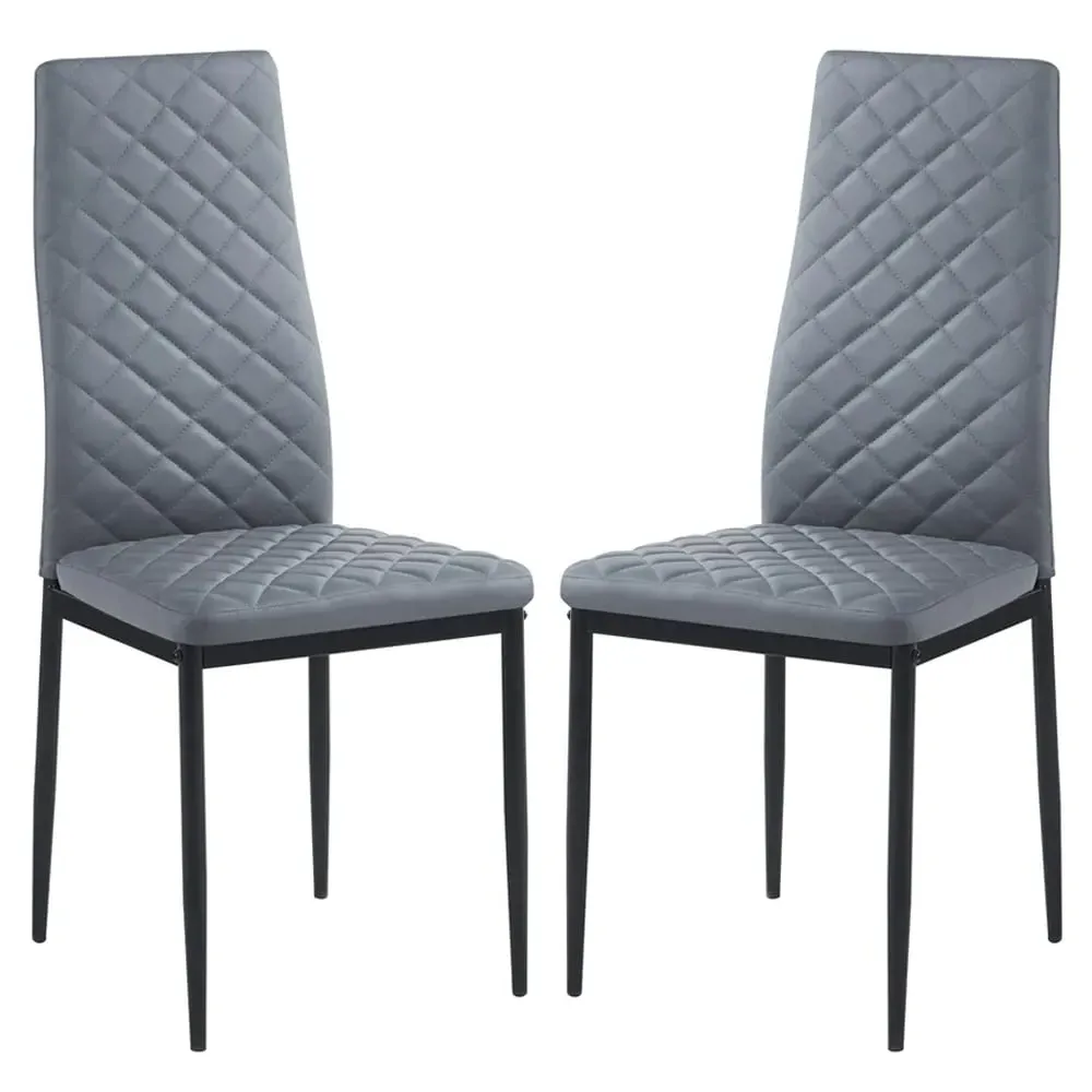 Laurel High-Back Dining Chairs - Grey, Faux Leather image