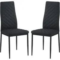 Laurel High-Back Dining Chairs Pair - Black, Faux Leather