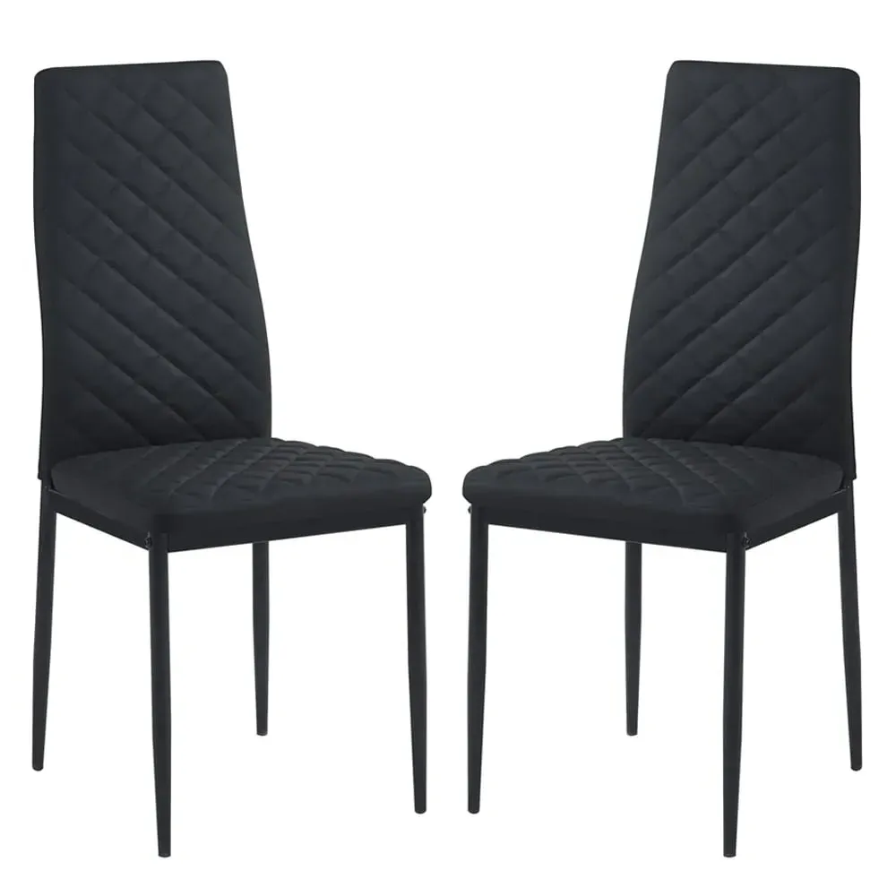 Laurel High-Back Dining Chairs Pair - Black, Faux Leather image