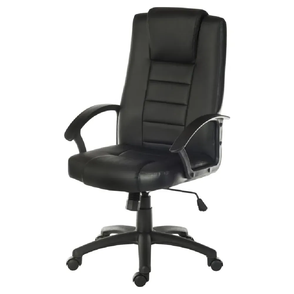 Laurel Office Chair with Swivel Base - Black, Leather