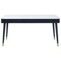 Laurel Stone Dining Table with Drawers - White Marble Effect