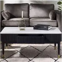 Laurel Stone Lamp Table with Drawer - White Marble Effect