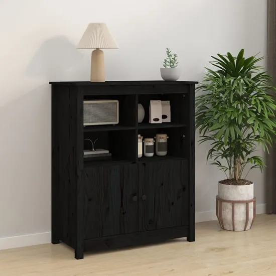 Laval 2 Door Sideboard - Black, Pine Wood