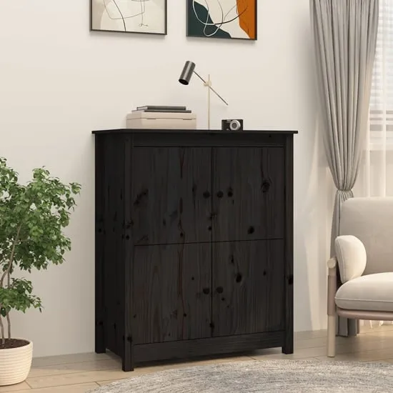 Laval 4 Door Sideboard - Black, Pine Wood