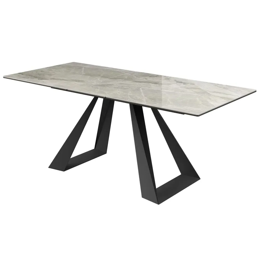 Laval Ceramic Glass Extending Dining Table - Grey