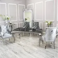 Laval Glass Dining Table with 8 Dessel Chairs - Black