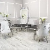 Laval Glass Dining Table with 8 Dessel Chairs - Grey