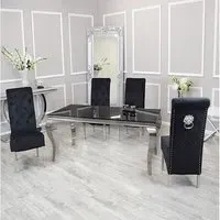 Laval Glass Dining Table with 8 Elmira Chairs - Black