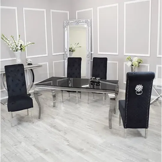 Laval Glass Dining Table with 8 Elmira Chairs - Black image