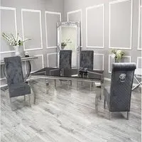 Laval Glass Dining Table with 8 Elmira Chairs - Grey