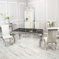 Laval Glass Dining Table with 8 North Chairs - Cream