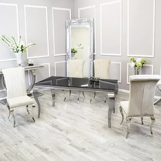 Laval Glass Dining Table with 8 North Chairs - Cream