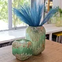 Laval Glass Set of 2 Planters - Green, Gold