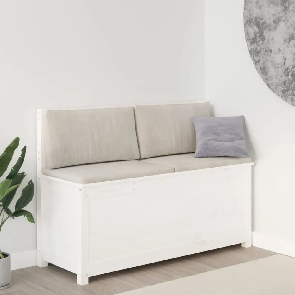 Laval Large Storage Bench with Backrest - White, Pine